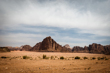 Fototapeta na wymiar Wadi rum desert landscape, Jordan. Adventure