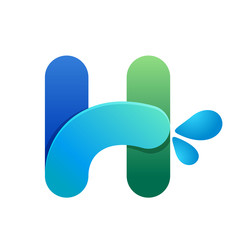 H letter with water waves and drops.