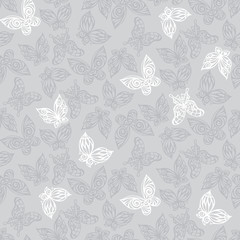 Seamless pattern with doodle stylize different butterflies