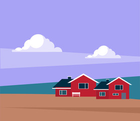 Classic Icelandic Landscape With Houses