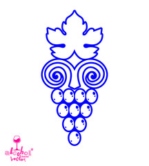 Stylized grape vine vector illustration. Winery symbol 