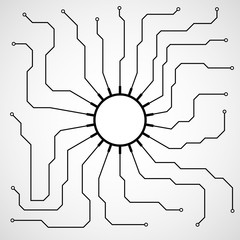 Obraz premium Cpu, microprocessor, microchip, circuit board, vector illustration, eps 10