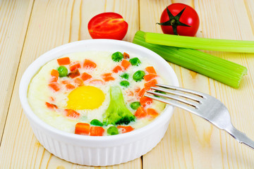 Healthy and Diet Food: Scrambled Eggs with Vegetables