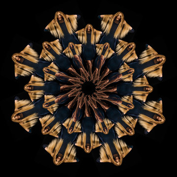 Mandala pattern created by multiple image of teenage girl with long blonde hair