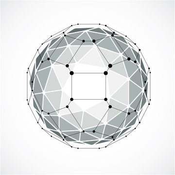 3d vector digital wireframe spherical object made using triangul