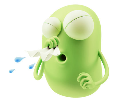 Sneeze Emoji Cartoon. 3d Rendering.