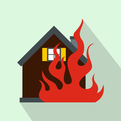 House on fire icon, flat style 
