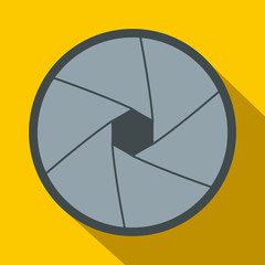 Camera aperture icon in flat style
