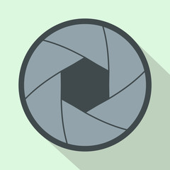 Camera aperture icon in flat style