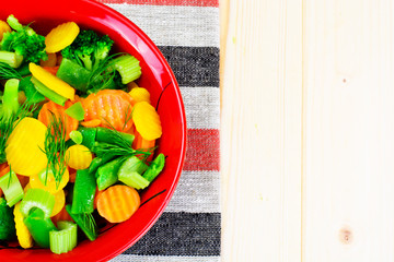 Fototapeta na wymiar Steamed Vegetables Potatoes, Carrots, Cauliflower, Broccoli
