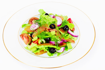 Lettuce with tomato Kumata, Dried Meat, Celery and Olives