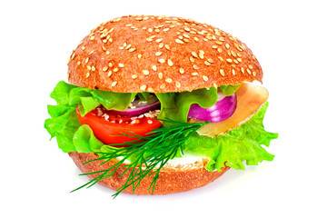 Sandwich with Lettuce, Tomato, Goat Cheese and Boiled Chicken