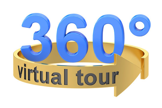 Virtual Tour, 360 degrees concept. 3D rendering