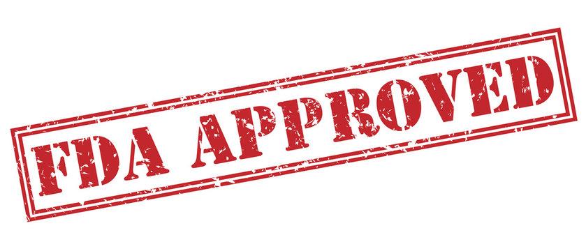 fda approved red stamp on white background