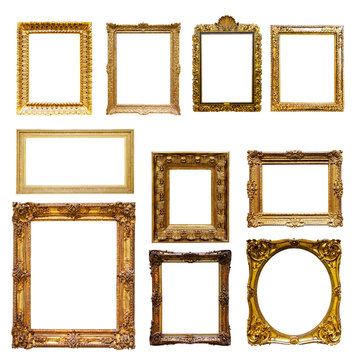 gold picture  frames. Isolated on white