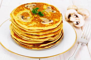 Tasty Pancakes Stack with Mushroom