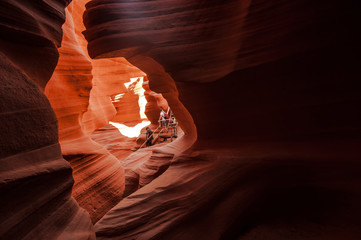 Tourists in the entrace of Antelope Canyon