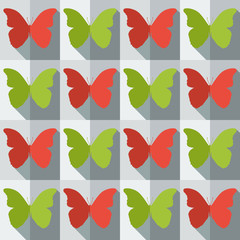 Flat style seamless pattern with butterflies