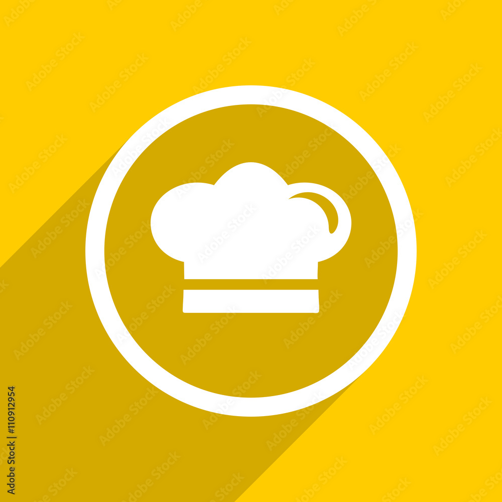 Poster yellow flat design cook modern web icon for mobile app and internet
