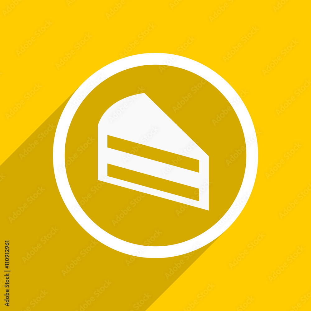 Aufkleber yellow flat design cake modern web icon for mobile app and internet