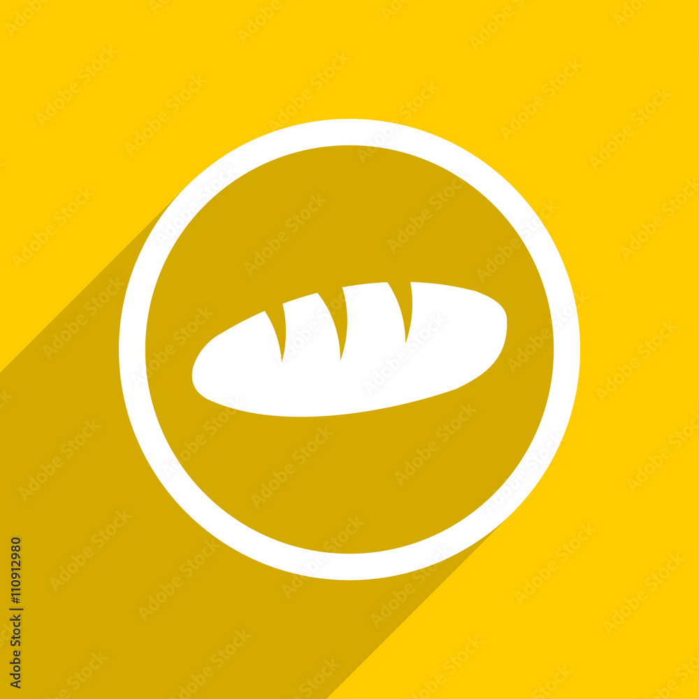Aufkleber yellow flat design bread modern web icon for mobile app and internet