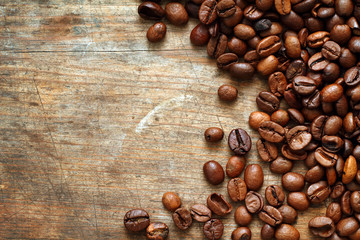 Coffee on grunge wooden background