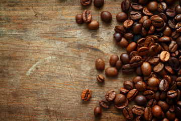 Coffee on grunge wooden background