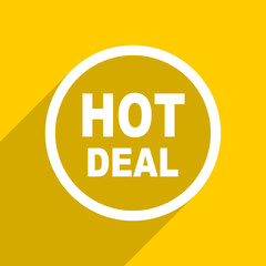 yellow flat design hot deal modern web icon for mobile app and internet