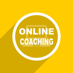 yellow flat design online coaching modern web icon for mobile app and internet
