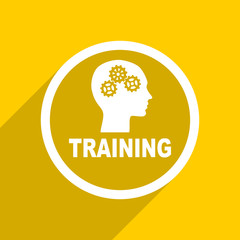 yellow flat design training modern web icon for mobile app and internet