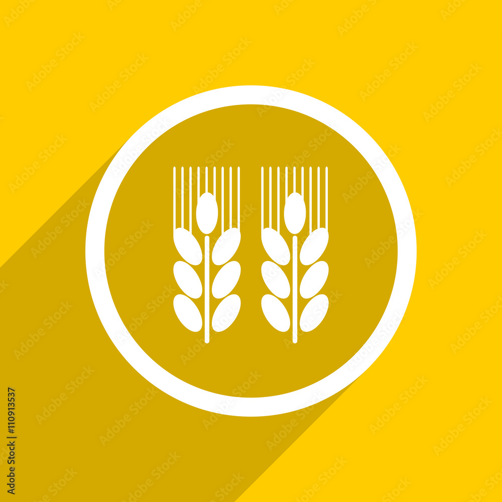 Poster yellow flat design agricultural modern web icon for mobile app and internet