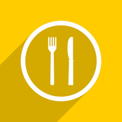 yellow flat design eat modern web icon for mobile app and internet