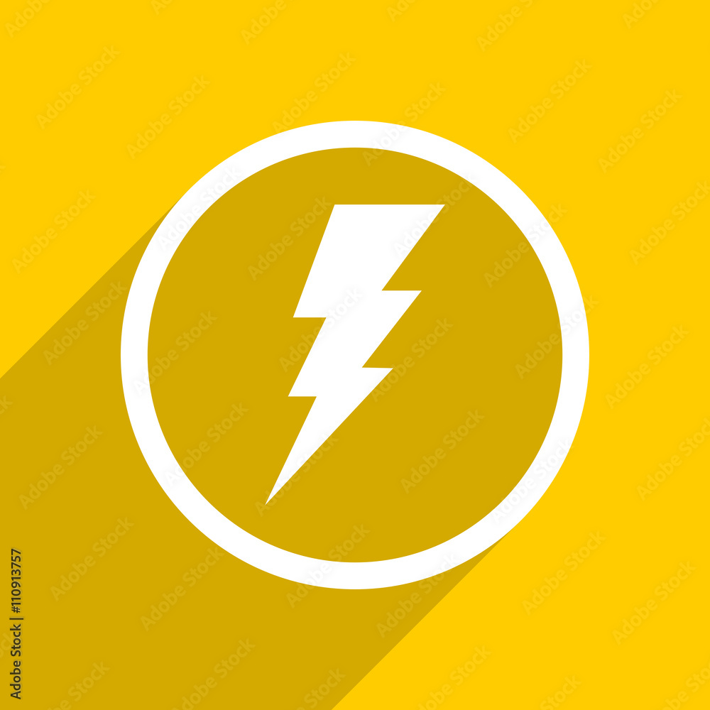 Poster yellow flat design bolt modern web icon for mobile app and internet