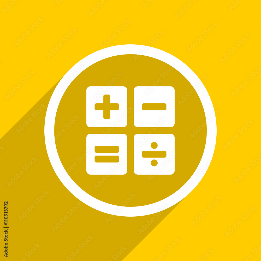 Aufkleber yellow flat design calculator modern web icon for mobile app and internet