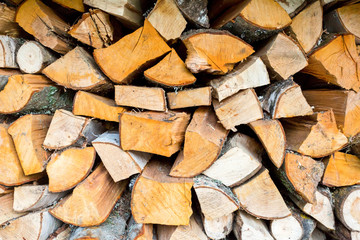 Pile of firewood, Chopped firewood, stacked and ready for winter.