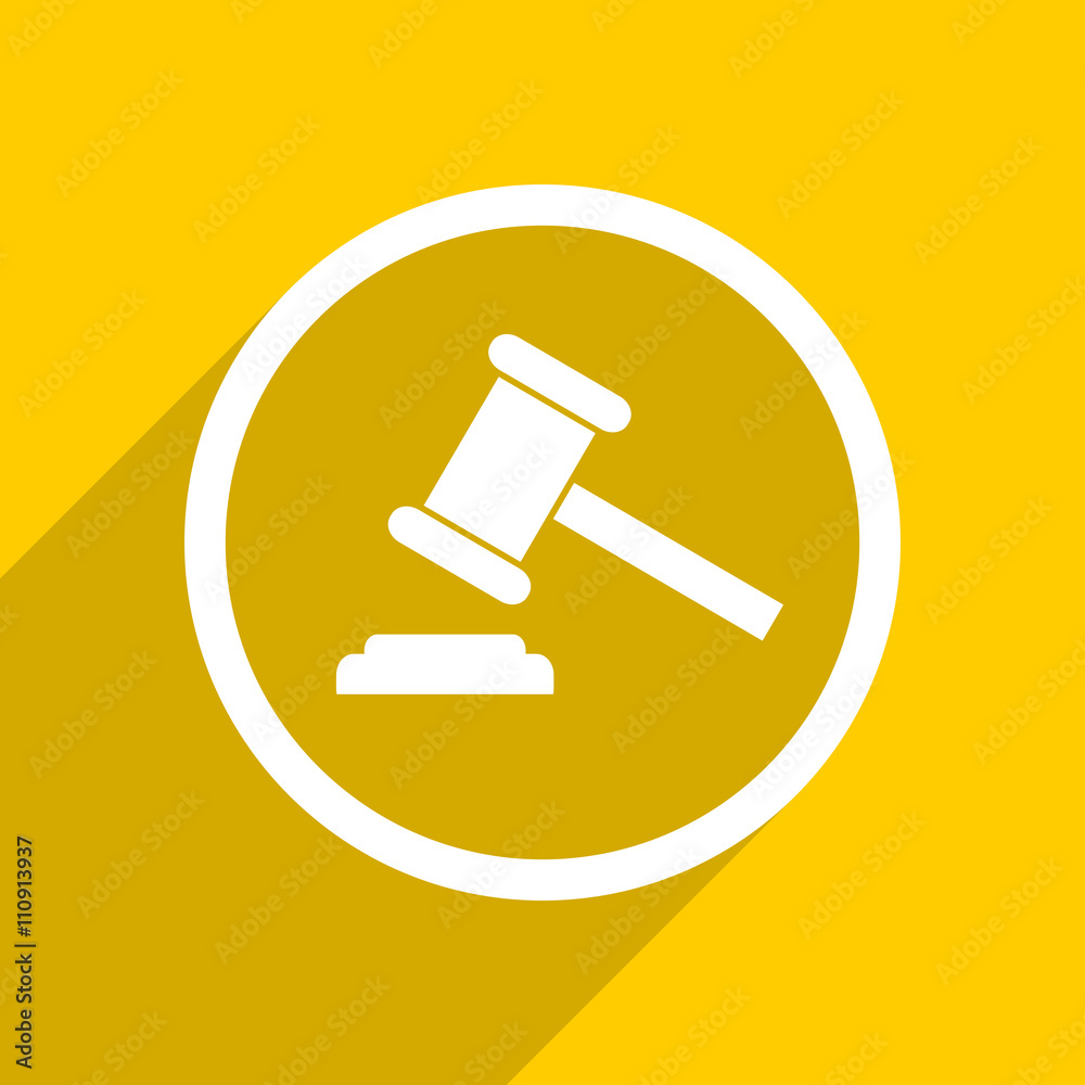 Poster yellow flat design auction modern web icon for mobile app and internet