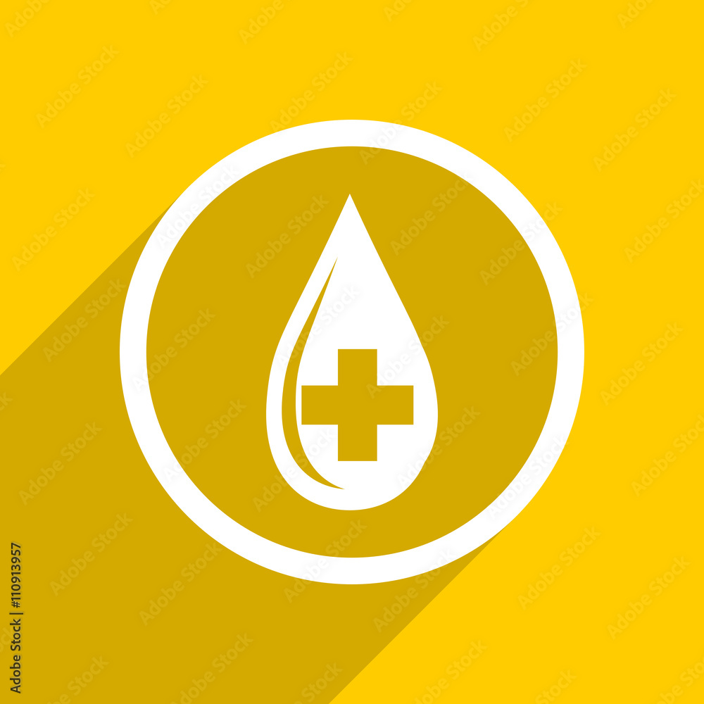 Poster yellow flat design blood modern web icon for mobile app and internet