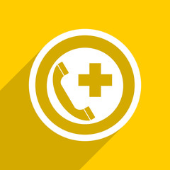 yellow flat design emergency call modern web icon for mobile app and internet