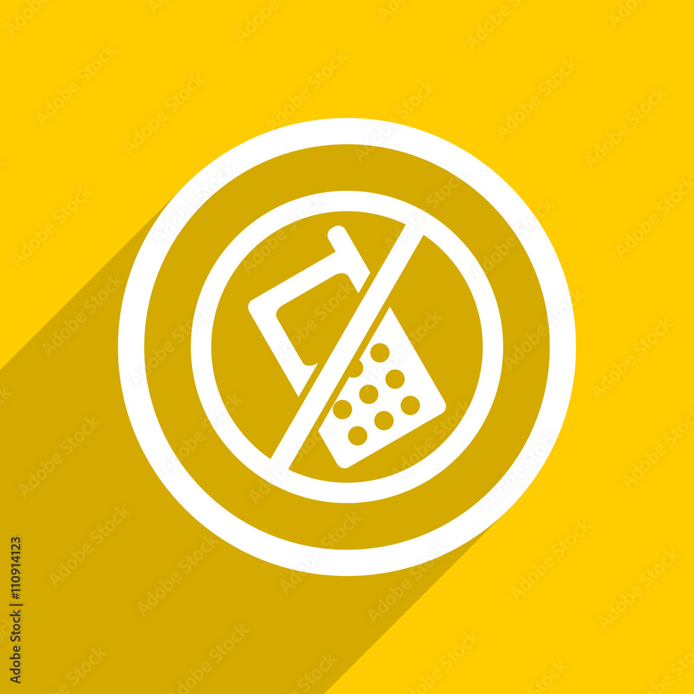Aufkleber yellow flat design no phone modern web icon for mobile app and internet