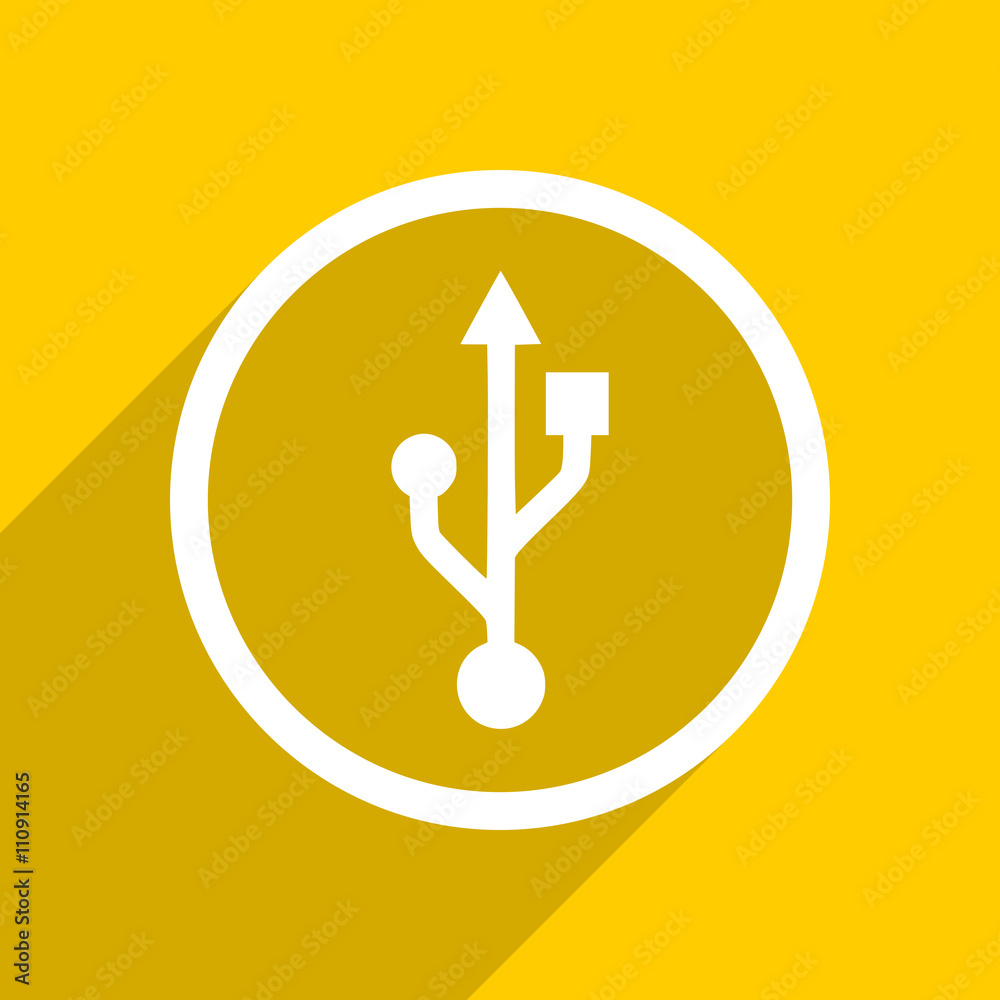 Aufkleber yellow flat design usb modern web icon for mobile app and internet