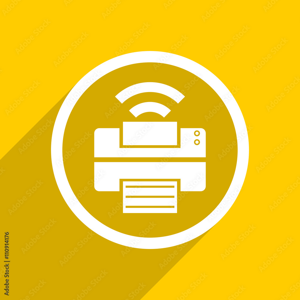 Poster yellow flat design printer modern web icon for mobile app and internet