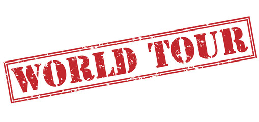 world tour red stamp on white background