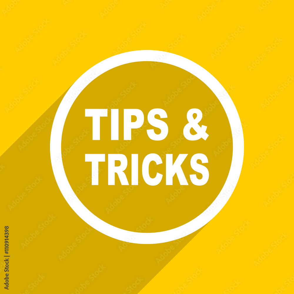 Leinwandbilder yellow flat design tips tricks modern web icon for mobile app and internet
