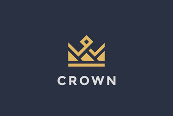 Geometric Crown abstract Logo design vector template...Vintage Royal King Queen symbol Logotype concept icon.