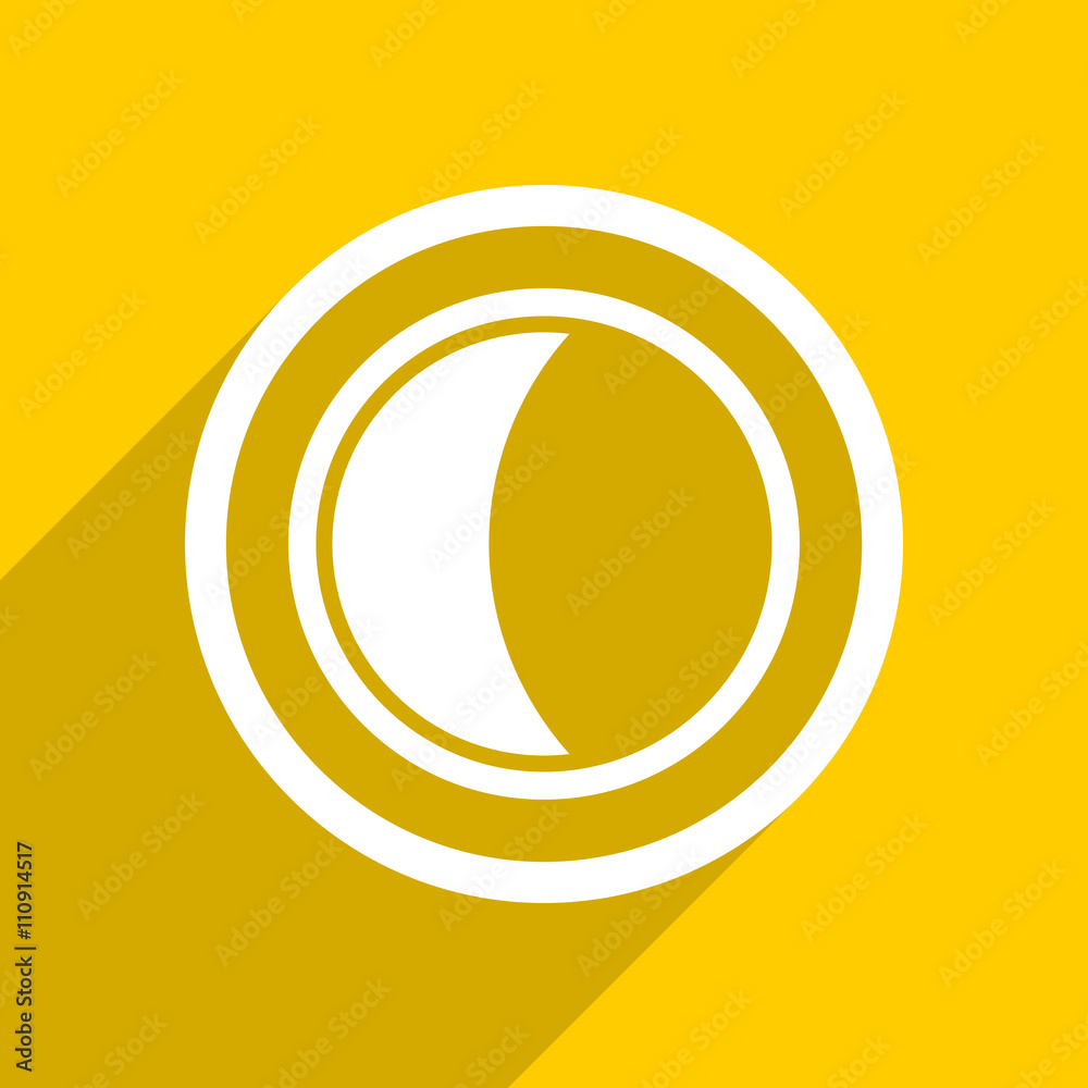 Poster yellow flat design moon modern web icon for mobile app and internet