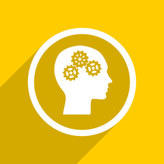 yellow flat design head modern web icon for mobile app and internet