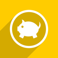 yellow flat design piggy bank modern web icon for mobile app and internet