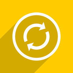 yellow flat design reload modern web icon for mobile app and internet