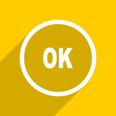 yellow flat design ok modern web icon for mobile app and internet