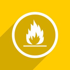 yellow flat design flame modern web icon for mobile app and internet
